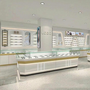 <span class=keywords><strong>Vitrine</strong></span> d'exposition optique en verre trempé à 360 degrés avec éclairage LED, meuble de vente de lunettes de luxe - Product Image 4