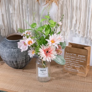 Bouquet de fleurs artificielles CallaFloral, mini vase en verre, décoration de mariage et de maison, tissu tissé en plastique CF01451 - Product Image 1