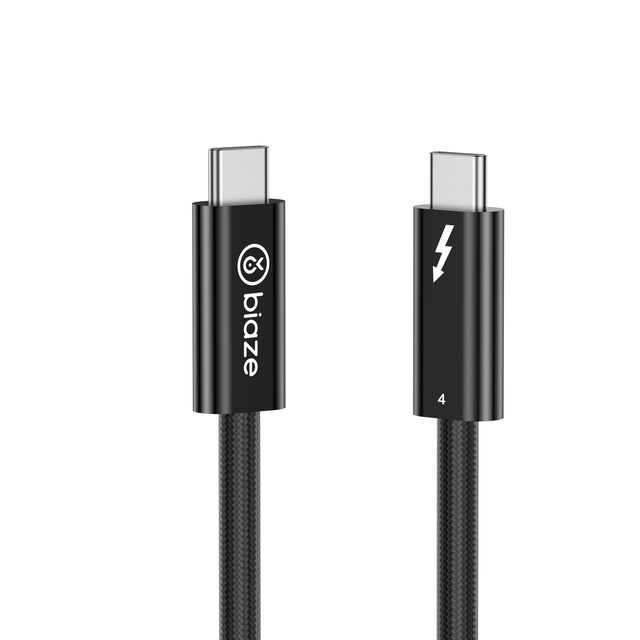 Biaze Silver Plated USB Type C Thunderbolt 4 Cable 40Gbps 8K/6K60Hz 100W Charging Pure Copper Conductor Shielded (5FT Braided
