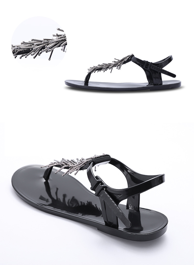 New Fashion Sandal Beaded T-shaped Belt Footwear Comfortable Sandals for Flat Feet
