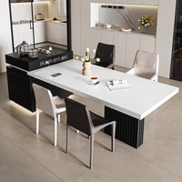 Table de salle à manger îlot en dalle de pierre, style minimaliste italien, monobloc, extensible, rotative, mobile et multifonctionnelle, mobilier de maison