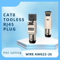 Konektor RJ45 CAT8 Tanpa Alat, Terlaris, dengan Kontak Berlapis Emas