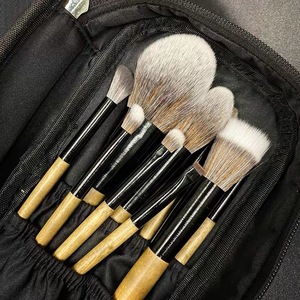 9pcs Synthetic Hair Makeup Brush Set Wood Handle <b>Bag</b> Round Angular <b>Blush</b> Flat Face Powder Eyeshadow Cosmetic Brushes Custom Kit - Product Image 4