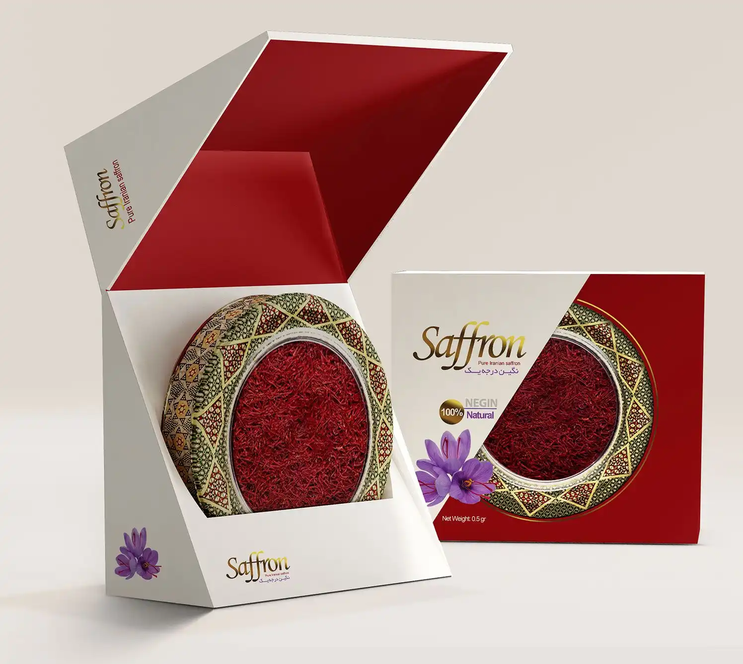 Caja de embalaje de lujo con logotipo personalizado, ecológica, venta al por mayor, para té y café, azafrán