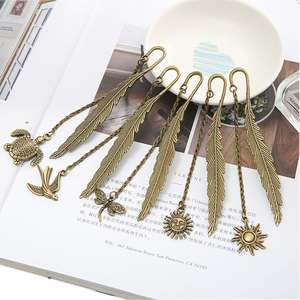 High Quality Animal Sun Metal Handmade Vintage Feather Leaf Bookmark Creative Customizable Size Color Laser Cut Education