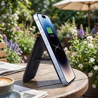 Support de téléphone multifonctionnel magnétique 3-en-1 avec chargeur sans fil et fente pour carte arrière, compatible avec la visualisation horizontale et verticale