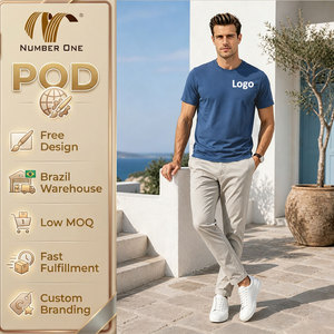 T-shirt da uomo stampabile su richiesta, 210g, misto cotone, tessuto ad alta elasticità, tinta unita, casual, per l'estate - Product Image 1