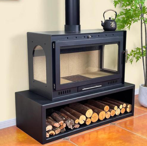 Cheminée simple à flamme réelle au <span class=keywords><strong>bois</strong></span>, <span class=keywords><strong>double</strong></span> <span class=keywords><strong>face</strong></span>, triple <span class=keywords><strong>face</strong></span>, vue sur le feu, salon de villa, cheminée - Product Image 4