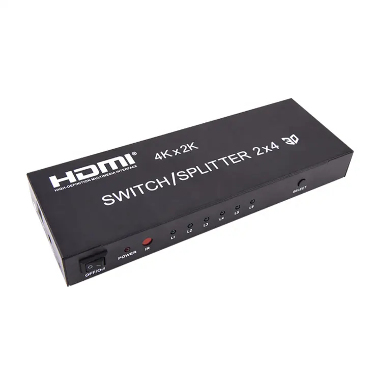 사용자 정의 OEM HDMI 분배기 매트릭스 2x4 2 4 아웃 4K x 2K 울트라 HD 스위치 지원 3D 다른 홈 오디오