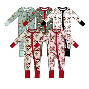 Pyjamas pour enfants Qingli OEM sans droits de douane, barboteuses en bambou, vêtements personnalisés pour nouveau-nés, barboteuses à manches longues en bambou pour bébés - Product Image 1