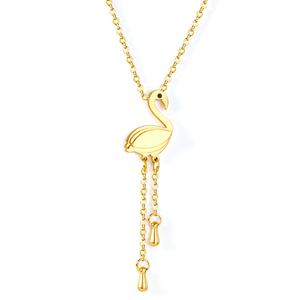 Pendentif Cygne Élégant et Populaire en Acier Inoxydable Plaqué Or 18 carats avec Bonne Chaîne - Product Image 1
