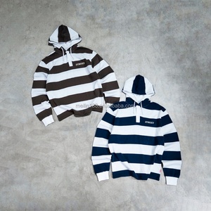 T-shirt à manches longues surdimensionné de haute qualité, style streetwear, chemises de créateur, 100% coton, sweat à capuche rayé, chemise à manches longues pour homme - Product Image 1