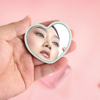 Custom Logo Pink Heart Shaped Compact Mirror Magnifying Pocket Makeup Mirror Cute Travel Vanity Hand Mirror for Purse Women