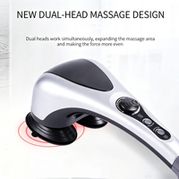 Doppelkopf-Handmassagegerät Stufenlos Einstellbare Geschwindigkeit Wärme-Infrarot-Therapie Tragbarer Ganzkörper-Tiefengewebe-Muskelentspanner Kabellos