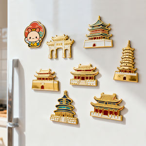 Aimants de réfrigérateur en métal 3D découpés sur mesure avec logo personnalisé, souvenirs touristiques de pays, vente en gros - Product Image 2