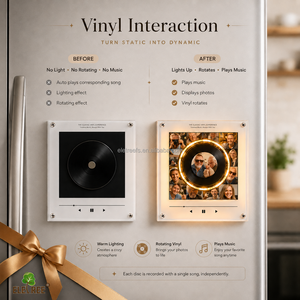 Disque rotatif personnalisé en acrylique vierge avec capteur NFC, aimant de réfrigérateur, veilleuse, enregistreur vinyle remplaçable et haut-parleur - Product Image 3