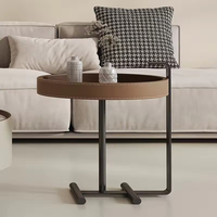 Table basse de luxe en cuir et ardoise importée, mobilier de salon haut de gamme, combinaison bois