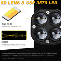 Projecteur LED 40W 12V pour conduite tout-terrain, 3 pouces, double couleur, pour SUV, VTT, camion, tracteur, moto, état neuf