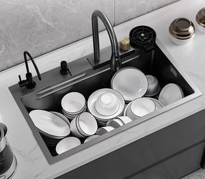 Évier cascade, grand évier simple en acier inoxydable, bac de lavage de vaisselle, bac de lavage de légumes pour cuisine domestique - Product Image 4