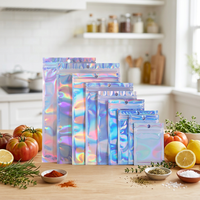 Zipock refermable avec logo personnalisé Petits sacs hologrammes d'emballage alimentaire comestibles en plastique mylar en feuille d'aluminium anti-odeur