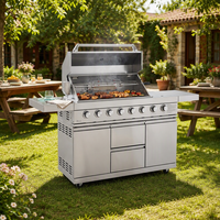 Barbecue à gaz sans fumée avec allumage piézoélectrique, en acier inoxydable 304, compatible GPL/gaz naturel, idéal pour la cuisine et les fêtes en extérieur