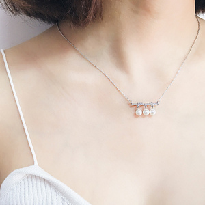 Dichiarazione dei monili dell'argento sterlina di modo del <span class=keywords><strong>pendente</strong></span> delle collane della perla dello zircone dell'argento sterlina 925 per le donne Bijoux - Product Image 1