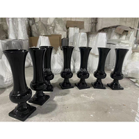 Vase noir de haute qualité SMS, centre de table de mariage, support à fleurs de 100 cm de haut