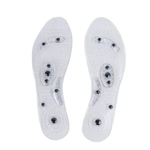 Well selling PVC transparent shock absorption 8 Magnetic stones Foot Therapy Shoe Insoles