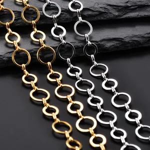 Collier en acier inoxydable avec chaîne à maillons géométriques de 10 mm, plaqué or, unisexe, bijoux cadeau - Product Image 1