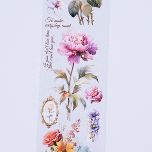 Ruban adhésif PET holographique personnalisé en forme de fleurs, décoratif pour journalisation et <span class=keywords><strong>scrapbooking</strong></span>, ruban Washi floral en PET - Product Image 2