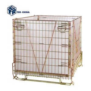 Caisse de stockage en métal à mailles avec patins, capacité de 400 kg, pour préformes PET, 1210x1010xH1175 F22, usage léger - Product Image 1