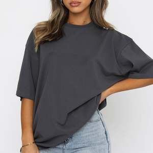 Camiseta de verano lisa de algodón puro con estampado de logotipo personalizado, camiseta de manga corta con hombros caídos para mujer, camiseta de gran tamaño - Product Image 4