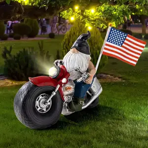 Статуя гнома из смолы на День памяти, ручной Национальный флаг на День независимости 4 июля США, подарок