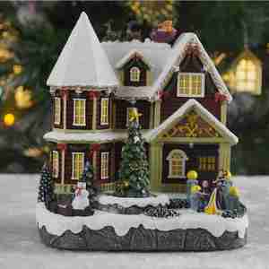 2025 New LED <strong>Christmas</strong> <strong>Village</strong> Scene Polyresin <strong>Christmas</strong> <strong>Village</strong> House with Music and Tree Movement - Product Image 5