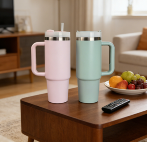 Vente directe usine – Tasses de voiture isothermes en acier inoxydable de 40 oz avec paille, couleurs personnalisables, poignée élégante et de haute <span class=keywords><strong>qualité</strong></span> - Product Image 5