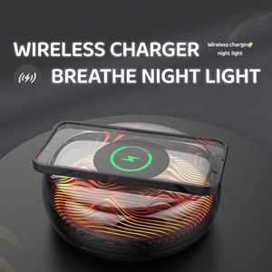 Chargeur sans fil Smart Life avec éclairage réaliste d'éruption volcanique, forme exquise, puissance de sortie 10W, entrée 5V/2A, sortie 5V/3A - Product Image 3