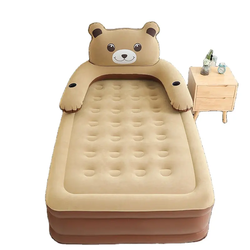 Медведь надувная кровать двойной домашний портативный надувной матрас кровать коричневая воздушная кровать