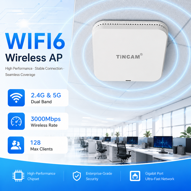 TiNCAM Gigabit 2.4G/5G Ceiling Wifi 6 Wireless AP 3000Mbps Dual Band Supporting POE Ceiling Mount Access Point CPE Outdoor