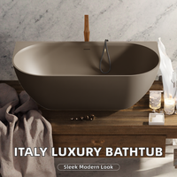 Baignoire ovale autoportante en pierre artificielle de luxe moderne, design italien, haute qualité, pour usage hôtelier, par HAYAT INDUSTRIES