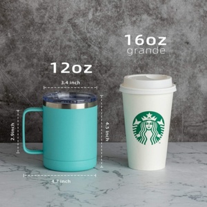 Multicolor Custom <b>Double</b> <b>Walled</b> 350ml Eco-Friendly Stainless Steel Vacuum Tumbler Beer Mug Handle Minimalist Design Gift Office - Product Image 5
