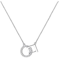 Collier classique à maillons géométriques creux en argent sterling 925 et zircon, plaqué rhodium, pour femme, idéal pour les fiançailles et les fêtes