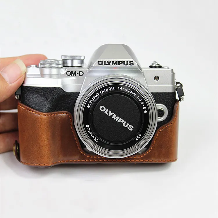Marca iv capa em couro para câmera, E-M10, meia câmera, para olympus OM-D, E-M10, mark iv