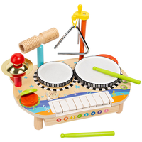 Ensemble d'instruments de musique interactifs en bois 5-en-1 pour tout-petits, table d'activités, jouet sensoriel en bois naturel sûr, apprentissage précoce