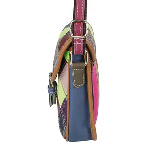 Sacs à bandoulière miniatures en cuir véritable AndoBag pour femme, avec surpiqûres colorées, sac à main pour téléphone portable, sac à bandoulière pour femme 1781 - Product Image 4