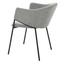 Fauteuil de salle à manger contemporain en tissu gris écologique avec pieds en métal pour l'ameublement de la maison