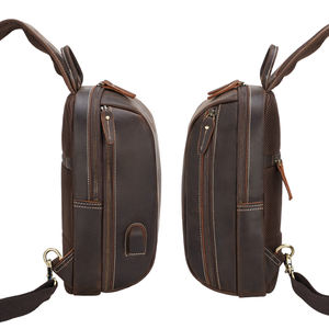 Mochila de Piel de Vaca Personalizada con Logotipo de Marca OEM ODM, con Carga USB, Bandolera Cruzada de Cuero Crazy Horse para Hombre - Product Image 2