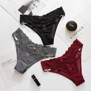 Culotte en dentelle pour femmes, slip en dentelle, <span class=keywords><strong>Sexy</strong></span>, nouvelle mode, maille douce, sous-vêtements féminins, motif Floral, culotte - Product Image 1