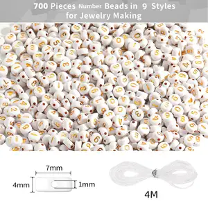 Flat Round Acrylic Beads Necklaces Bracelets Number Beads 4x7mm