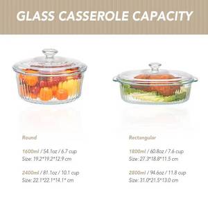 Casserole en verre borosilicate résistant au four IKOO avec couvercles Ustensiles de cuisson durables pour la cuisson et le stockage - Product Image 2