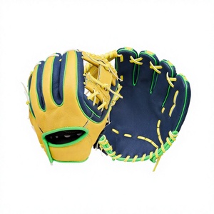 Yellow Navy Left-Handed <b>Throw</b> Baseball Glove Green <b>Stitching</b> Durable Cowhide Leather Customizable Size Packaging for Infield - Product Image 4